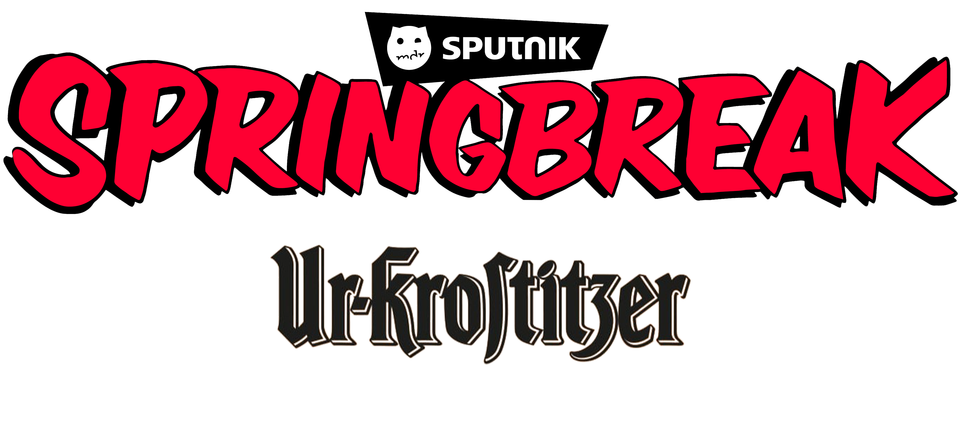 Ein schwarz-rotes Logo mit dem Schriftzug Sputnik Springbreak