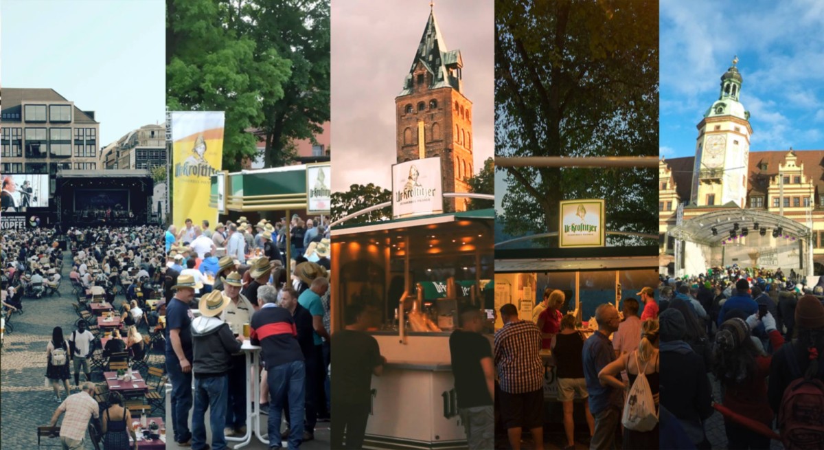 Das Bild zeigt eine Collage von Szenen bei verschiedenen öffentlichen Veranstaltungen in städtischen Umgebungen.